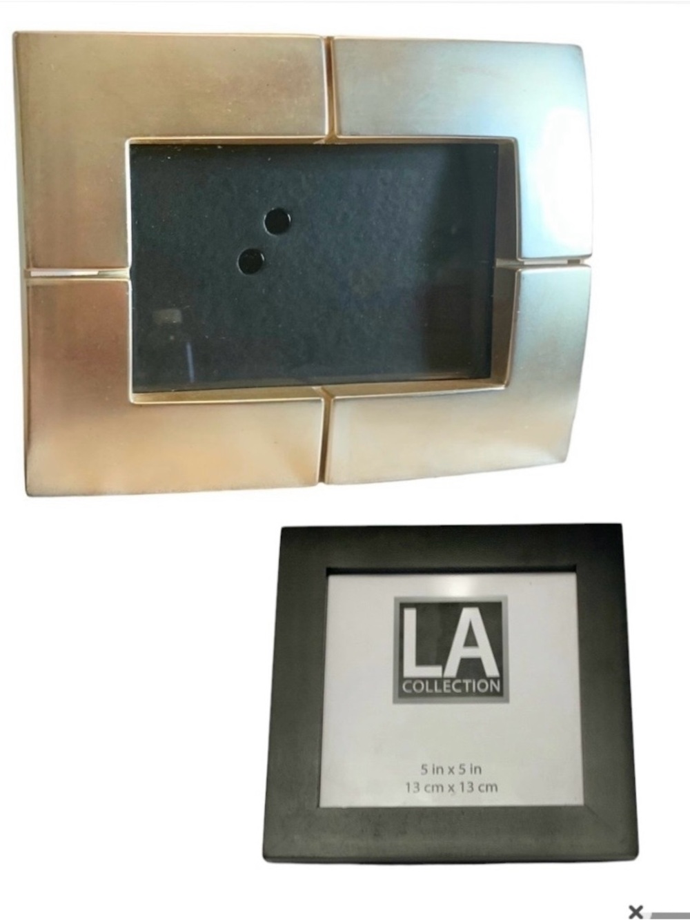Burnes of Boston Silver Art Deco Picture Frame Bundle of 2 w/LA Collection Black